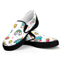 Little Girly Unicorn Pattern Print Black Slip On Sneakers