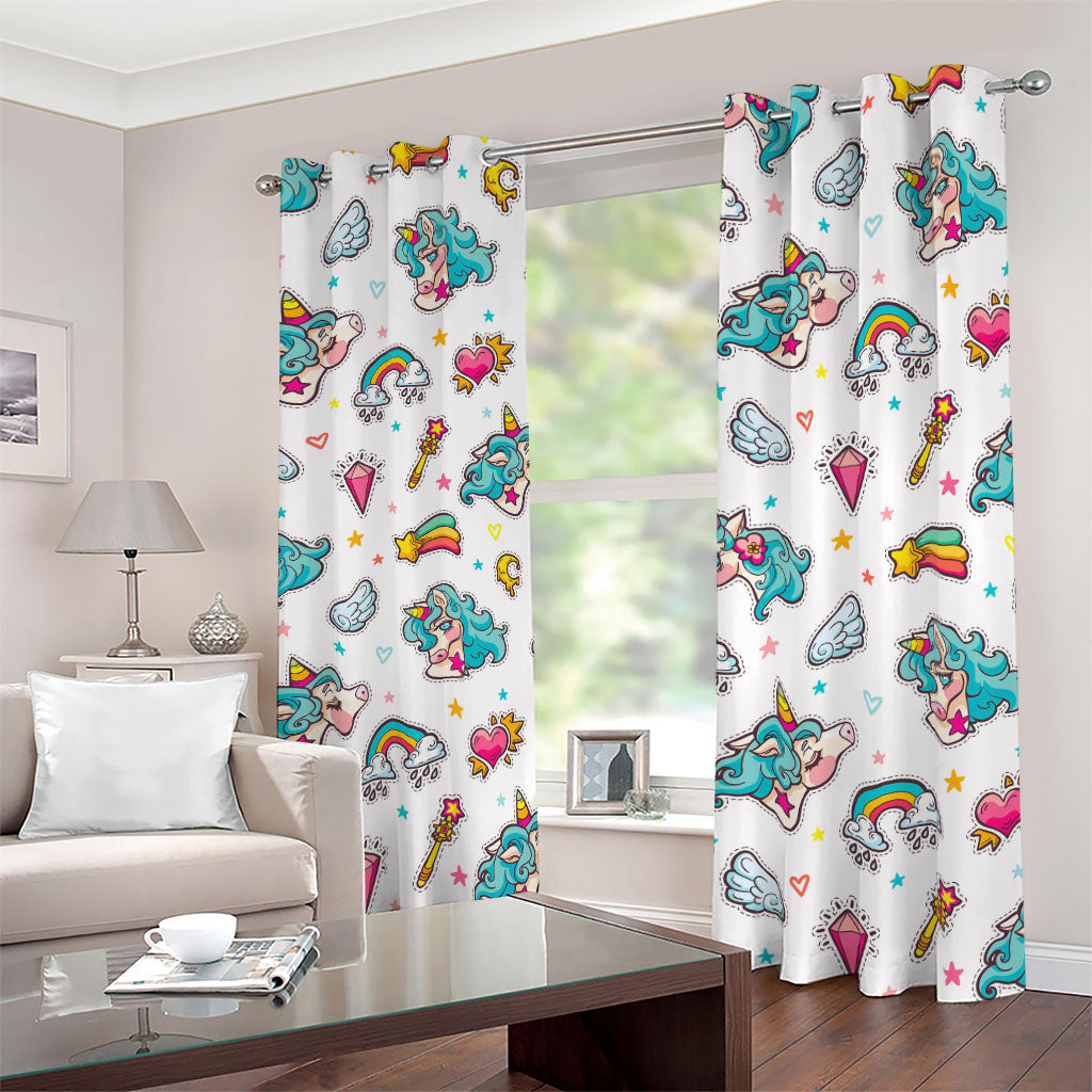 Little Girly Unicorn Pattern Print Blackout Grommet Curtains