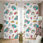 Little Girly Unicorn Pattern Print Blackout Pencil Pleat Curtains