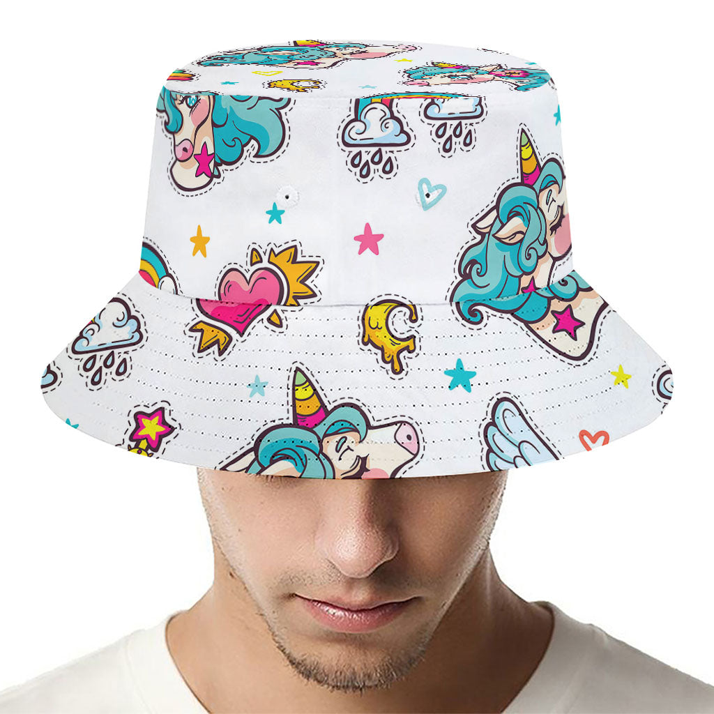 Little Girly Unicorn Pattern Print Bucket Hat