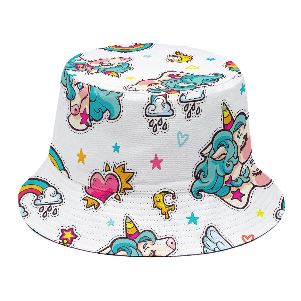 Little Girly Unicorn Pattern Print Bucket Hat