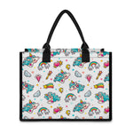 Little Girly Unicorn Pattern Print Canvas Tote Bag