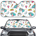 Little Girly Unicorn Pattern Print Car Windshield Sun Shade
