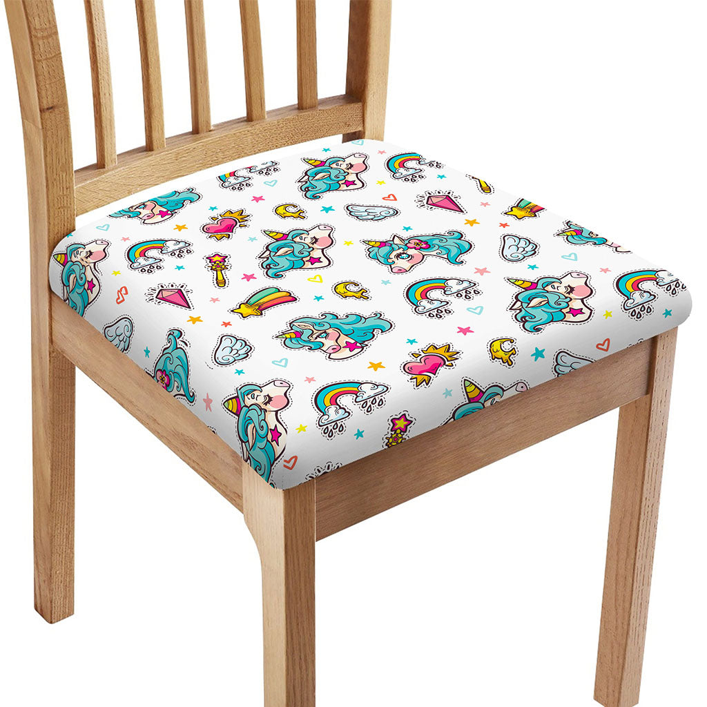 Little Girly Unicorn Pattern Print Chair Cushion Cover
