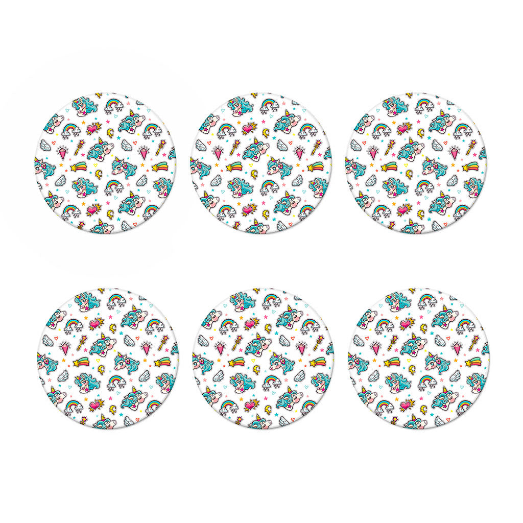 Little Girly Unicorn Pattern Print Coaster Set