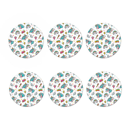 Little Girly Unicorn Pattern Print Coaster Set