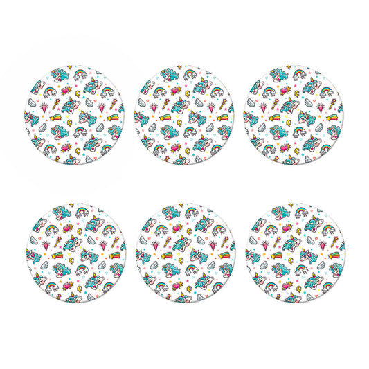 Little Girly Unicorn Pattern Print Coaster Set