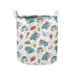 Little Girly Unicorn Pattern Print Collapsible Laundry Basket