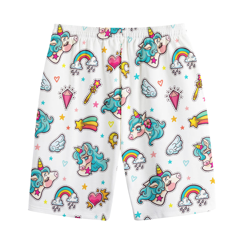 Little Girly Unicorn Pattern Print Cotton Shorts