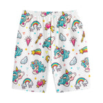 Little Girly Unicorn Pattern Print Cotton Shorts