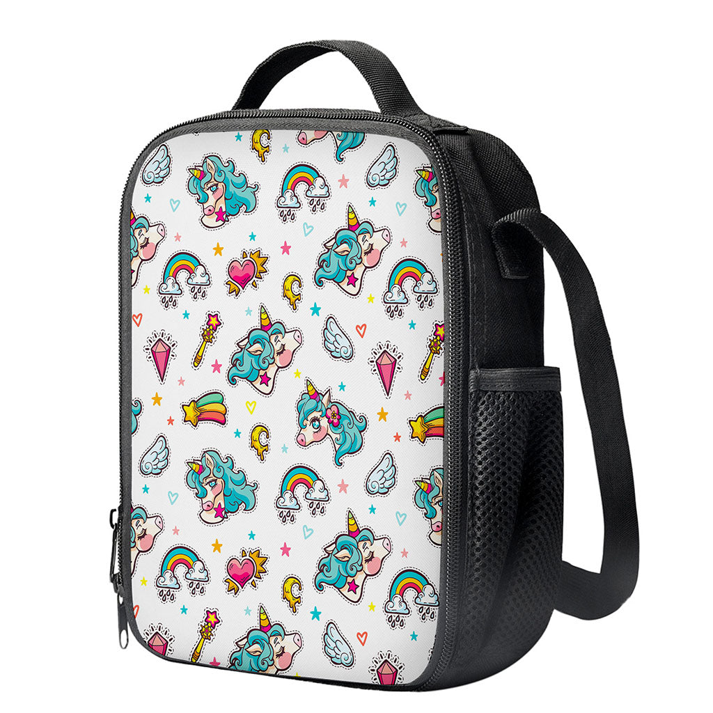 Little Girly Unicorn Pattern Print Crossbody Lunch Bag