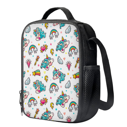 Little Girly Unicorn Pattern Print Crossbody Lunch Bag