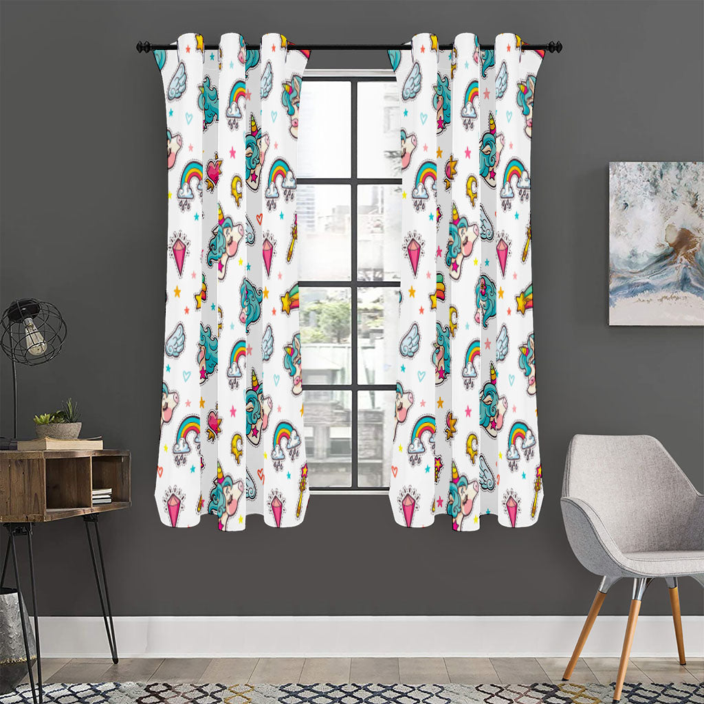 Little Girly Unicorn Pattern Print Curtain