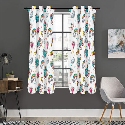 Little Girly Unicorn Pattern Print Curtain