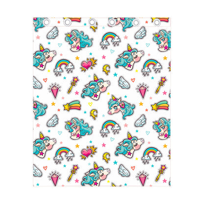 Little Girly Unicorn Pattern Print Curtain