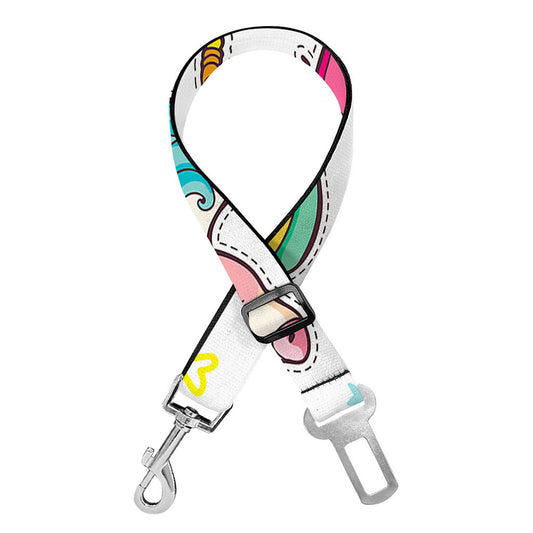 Little Girly Unicorn Pattern Print Dog Seat Belt