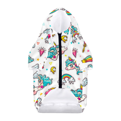 Little Girly Unicorn Pattern Print Dog Zip Up Hoodie
