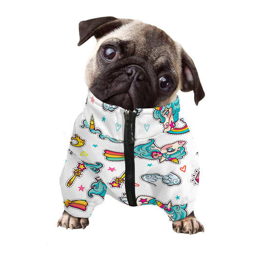 Little Girly Unicorn Pattern Print Dog Zip Up Jacket