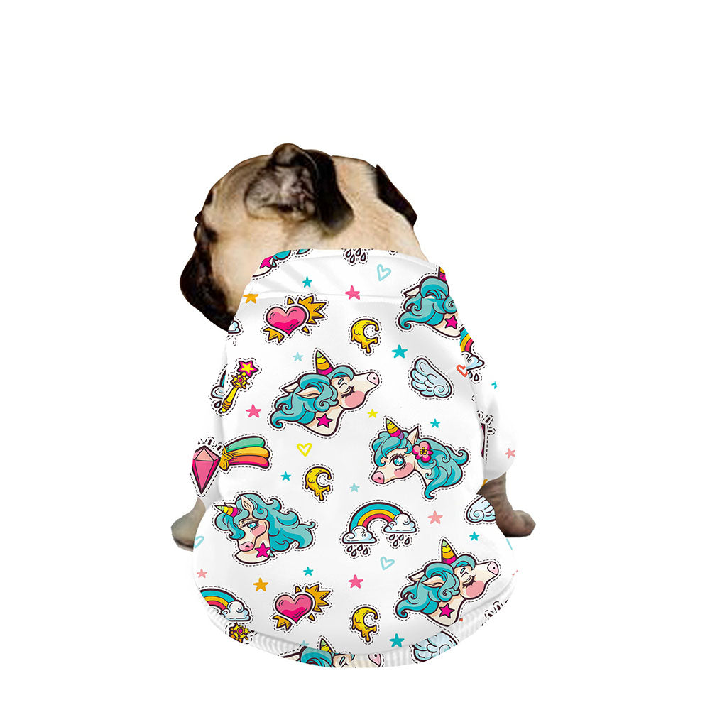 Little Girly Unicorn Pattern Print Dog Zip Up Jacket