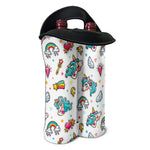 Little Girly Unicorn Pattern Print Double Neoprene Wine Tote