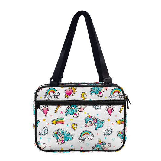 Little Girly Unicorn Pattern Print Double Strap Bible Bag
