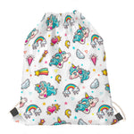 Little Girly Unicorn Pattern Print Drawstring Bag