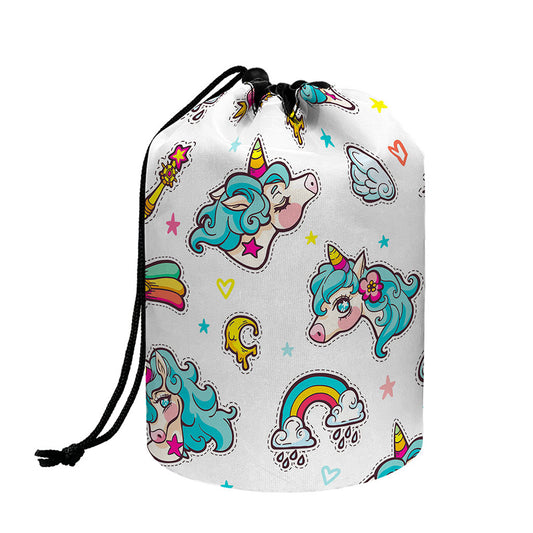 Little Girly Unicorn Pattern Print Drawstring Makeup Bag