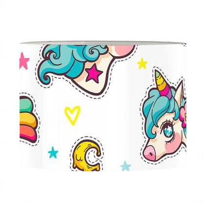 Little Girly Unicorn Pattern Print Drum Lamp Shade