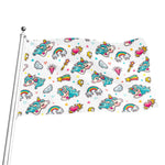 Little Girly Unicorn Pattern Print Flag