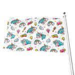 Little Girly Unicorn Pattern Print Flag