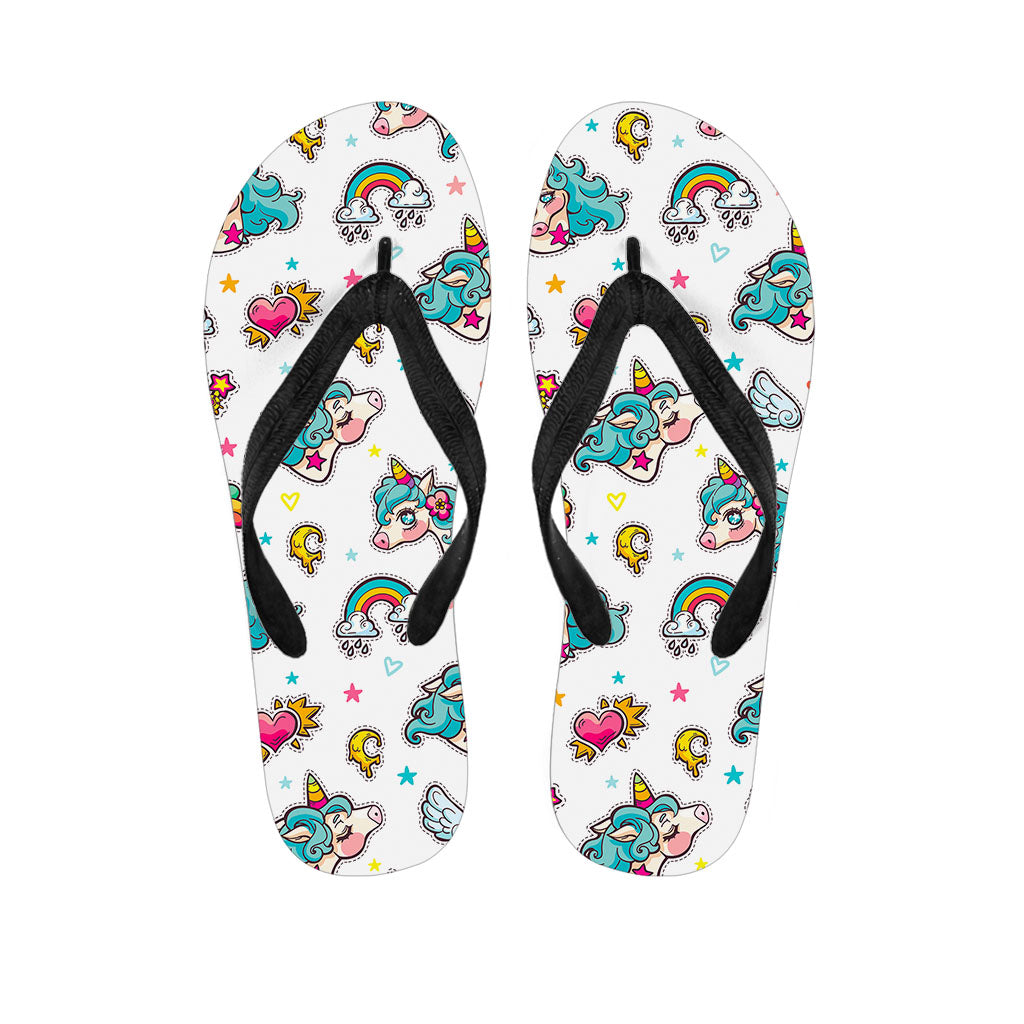 Little Girly Unicorn Pattern Print Flip Flops