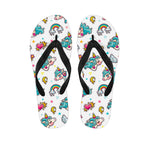 Little Girly Unicorn Pattern Print Flip Flops