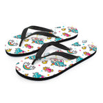 Little Girly Unicorn Pattern Print Flip Flops