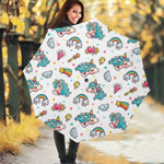 Little Girly Unicorn Pattern Print Foldable Umbrella