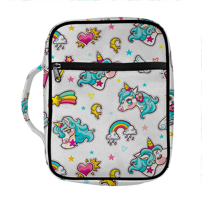 Little Girly Unicorn Pattern Print Front Pocket Bible Bag