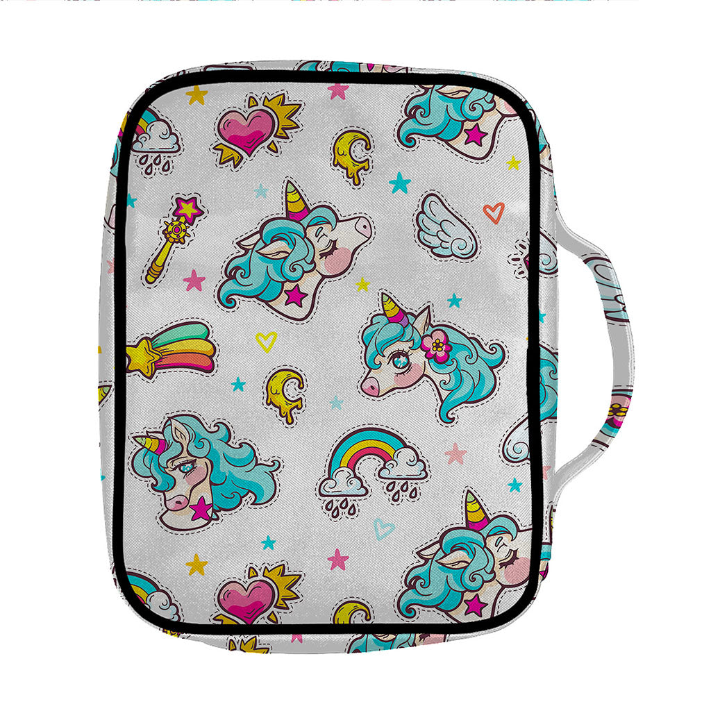 Little Girly Unicorn Pattern Print Front Pocket Bible Bag