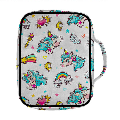 Little Girly Unicorn Pattern Print Front Pocket Bible Bag