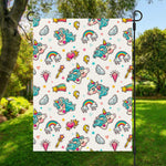 Little Girly Unicorn Pattern Print Garden Flag