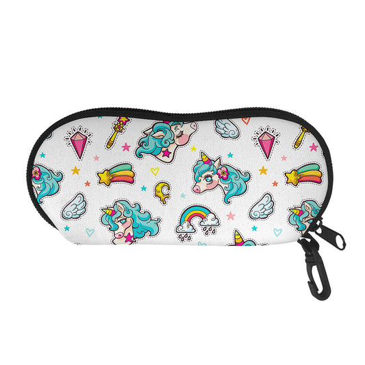 Little Girly Unicorn Pattern Print Glasses Case