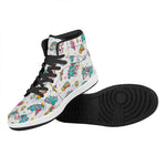 Little Girly Unicorn Pattern Print High Top Leather Sneakers