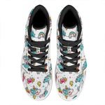 Little Girly Unicorn Pattern Print High Top Leather Sneakers