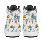 Little Girly Unicorn Pattern Print High Top Leather Sneakers