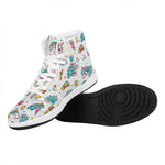 Little Girly Unicorn Pattern Print High Top Leather Sneakers