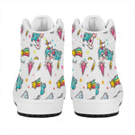 Little Girly Unicorn Pattern Print High Top Leather Sneakers