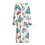 Little Girly Unicorn Pattern Print Hooded Bathrobe