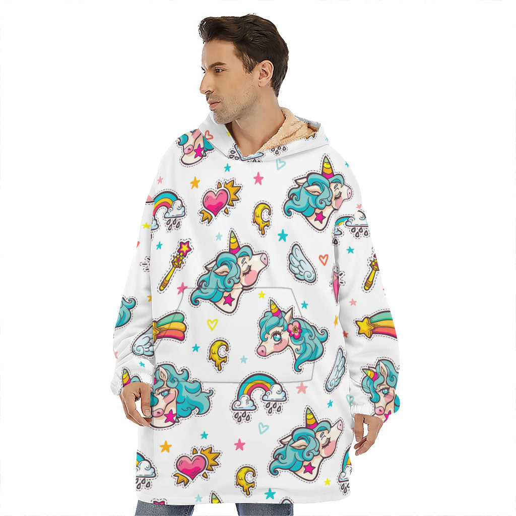 Little Girly Unicorn Pattern Print Hoodie Blanket