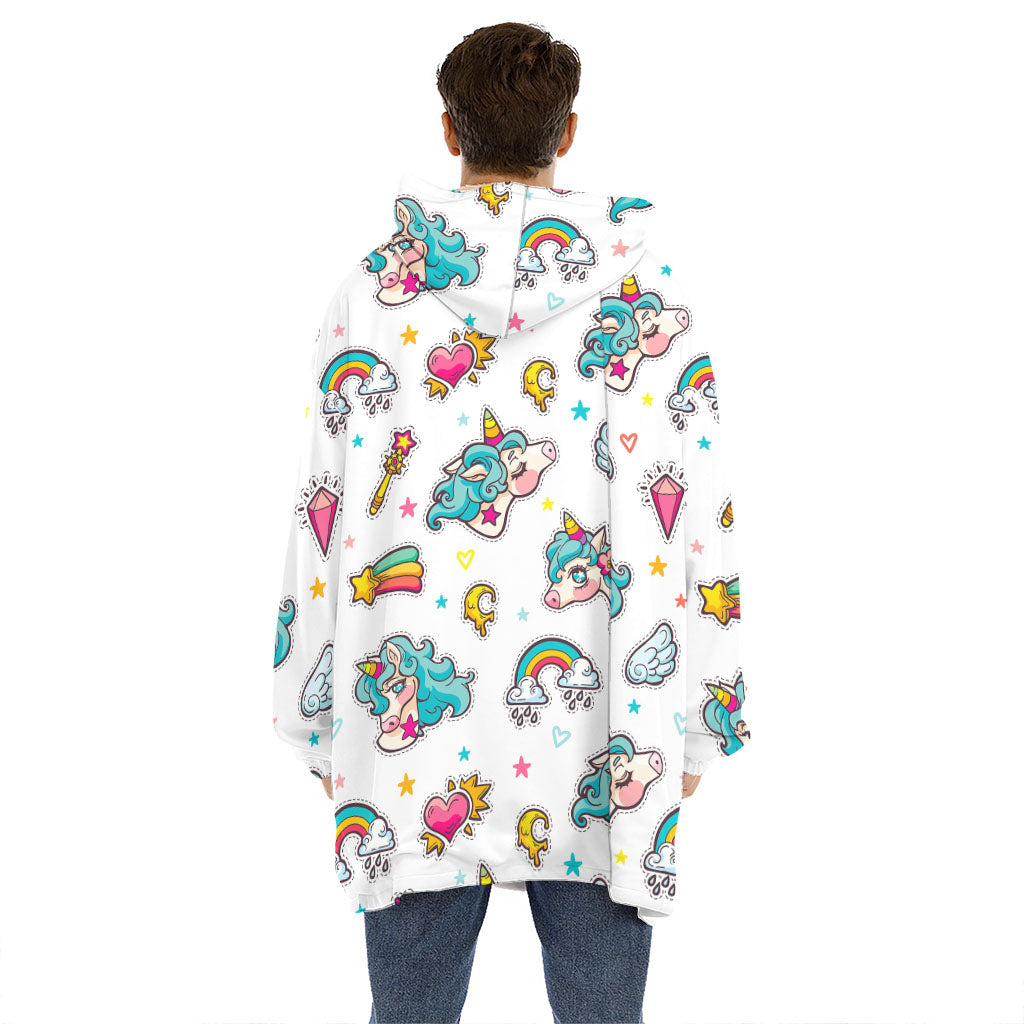 Little Girly Unicorn Pattern Print Hoodie Blanket