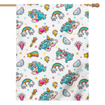 Little Girly Unicorn Pattern Print House Flag