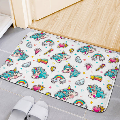 Little Girly Unicorn Pattern Print Indoor Door Mat