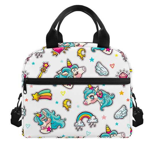 Little Girly Unicorn Pattern Print Insulated Lunch Bag